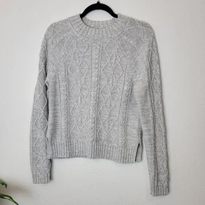 GAP OC Cable Crew Cable Knit Sweater Light Heather Gray Size Small